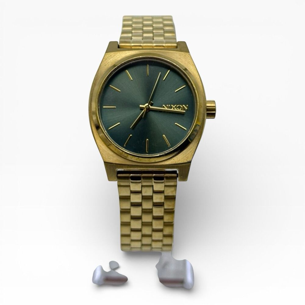 Nixon Medium Time Teller Rose Gold Tone Women’s Watch Green Dial